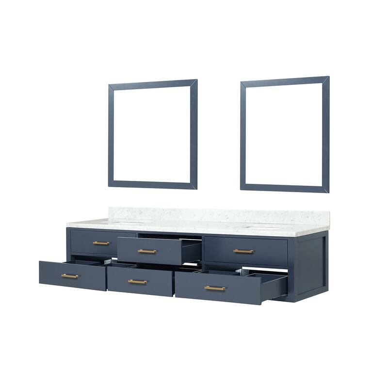 Lexora Castor Double Bath Vanity, Carrara Marble Top, and Mirrors