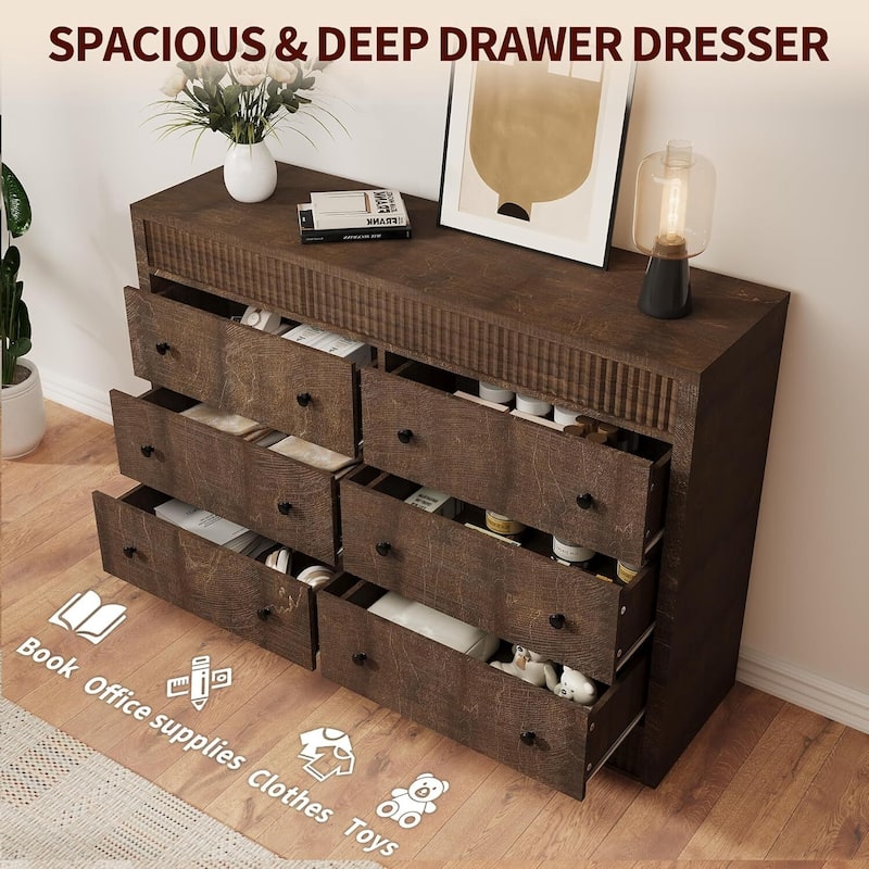 6 Drawer Dresser Storage Organizer for Living Room, Bedroom, Hallway