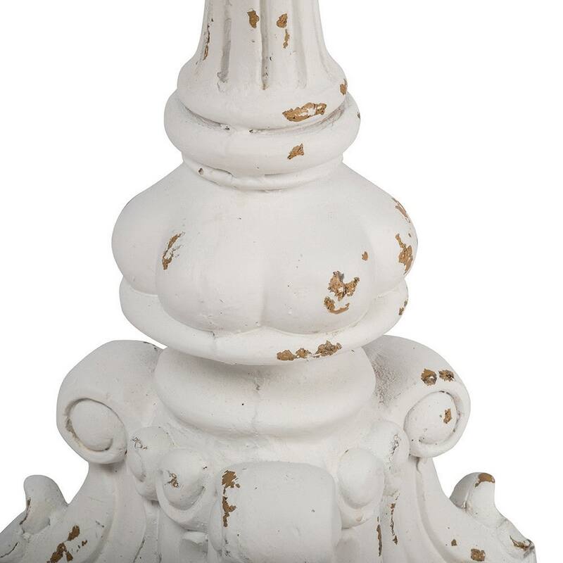 27 Inch Side End Table, Mango Wood, Round, Turned Pedestal, White, Brown - 27 H x 22.5 W x 22.5 L Inches