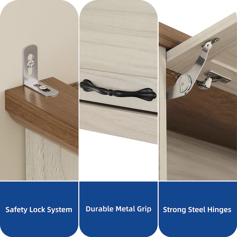 Moasis Vintage TV Stand with Power Outlet for 65" TVs