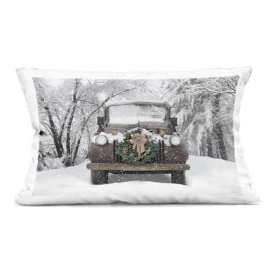 Stupell Wreathed Truck in Snow Decorative Printed Throw Pillow Design by Lori Deiter