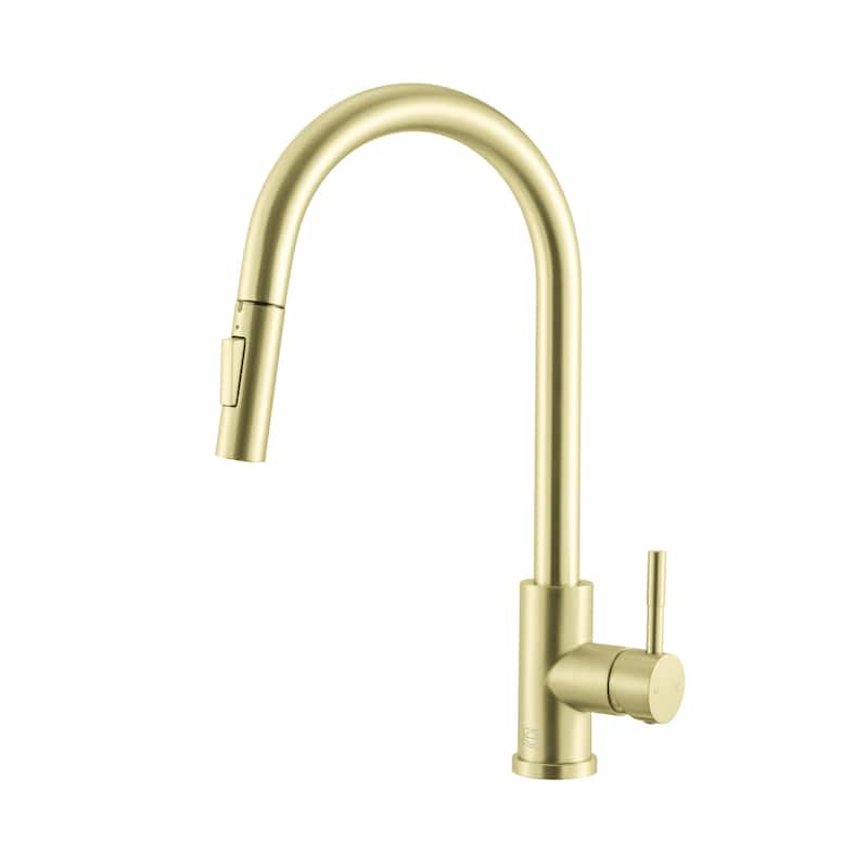 Indigo Home Single Handle Pull Down Sprayer Kitchen Faucet with touch sensor - Brushed Gold