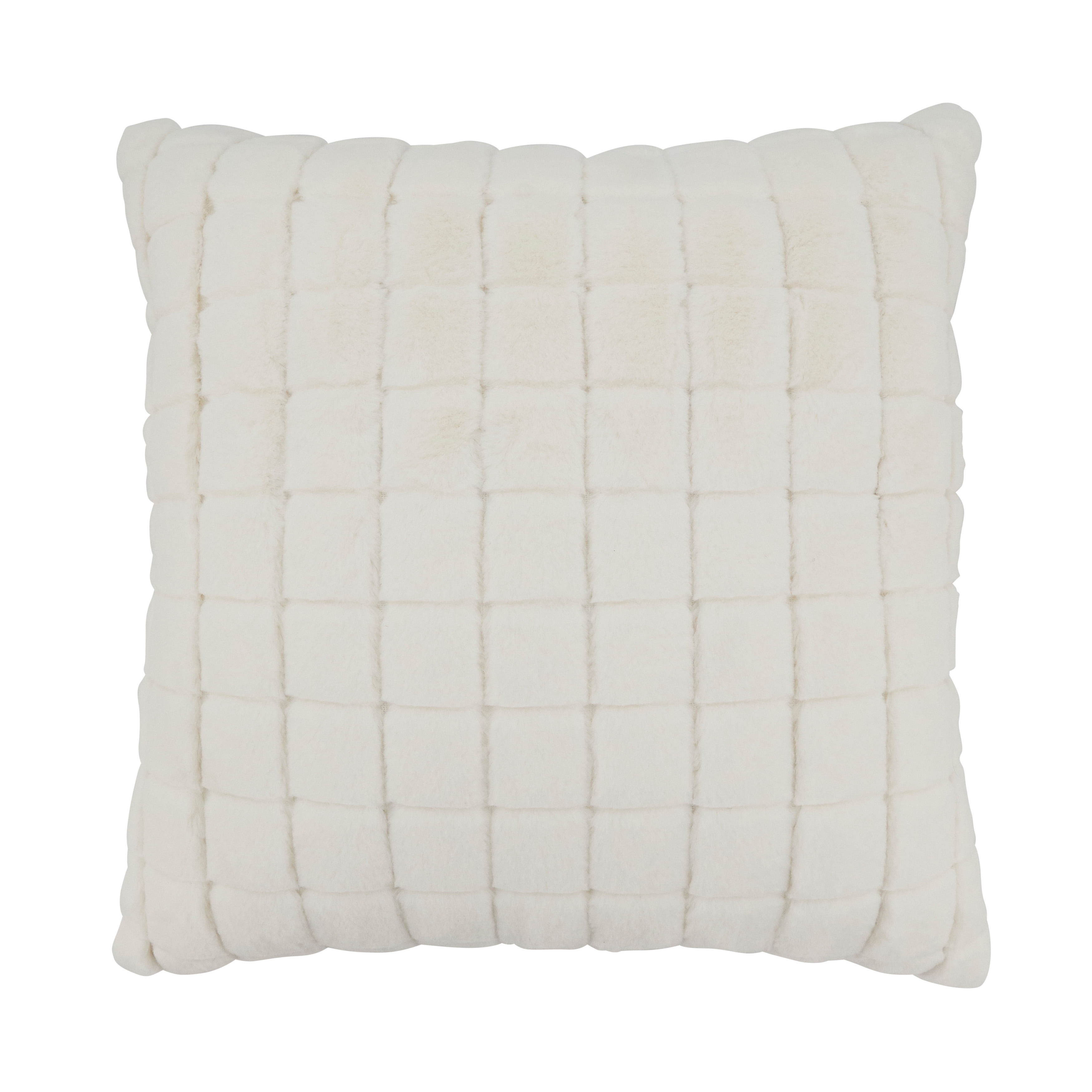 Saro Lifestyle Furry Fields Grid Faux Rabbit Fur Throw Pillow