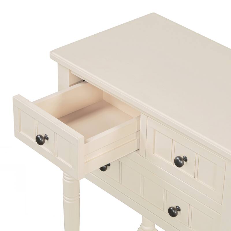 Narrow Console Table, Slim Sofa Table with Three Storage Drawers and Bottom Shelf