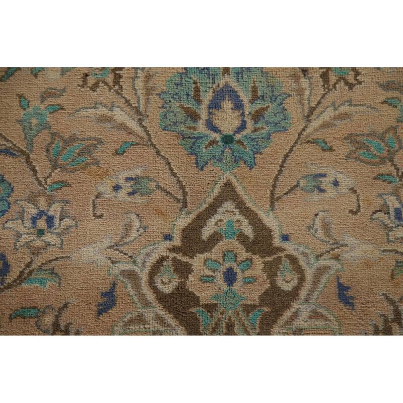 Hand Knotted Oriental 100% Wool Carpet Traditional Floral Peach Mashad Area Rug - 12' 9'' X 9' 10''