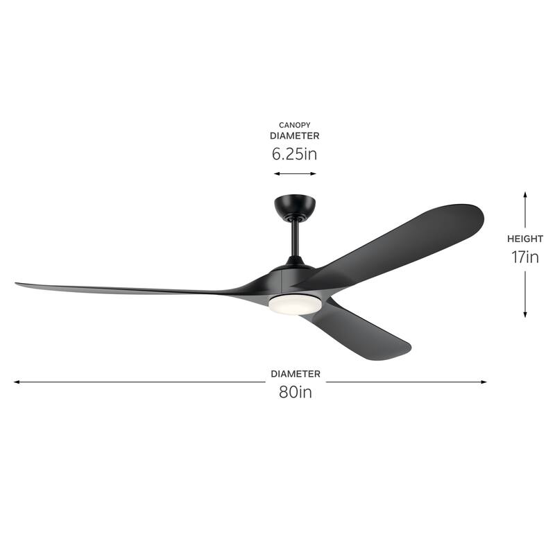 Kichler Lighting Mylo 80 Inch WeatherPlus Ceiling Fan with Satin Etch Cased Opal Glass
