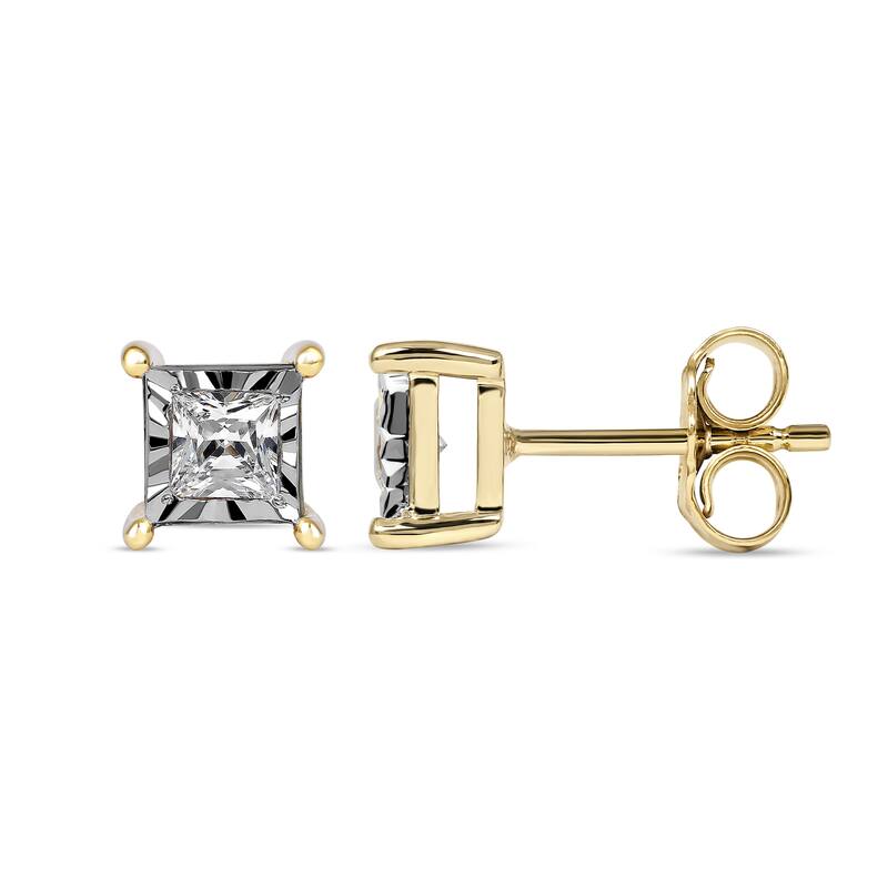 1/20ct to 3/4ct TDW Diamond Solitaire Stud Earrings in Silver for Women