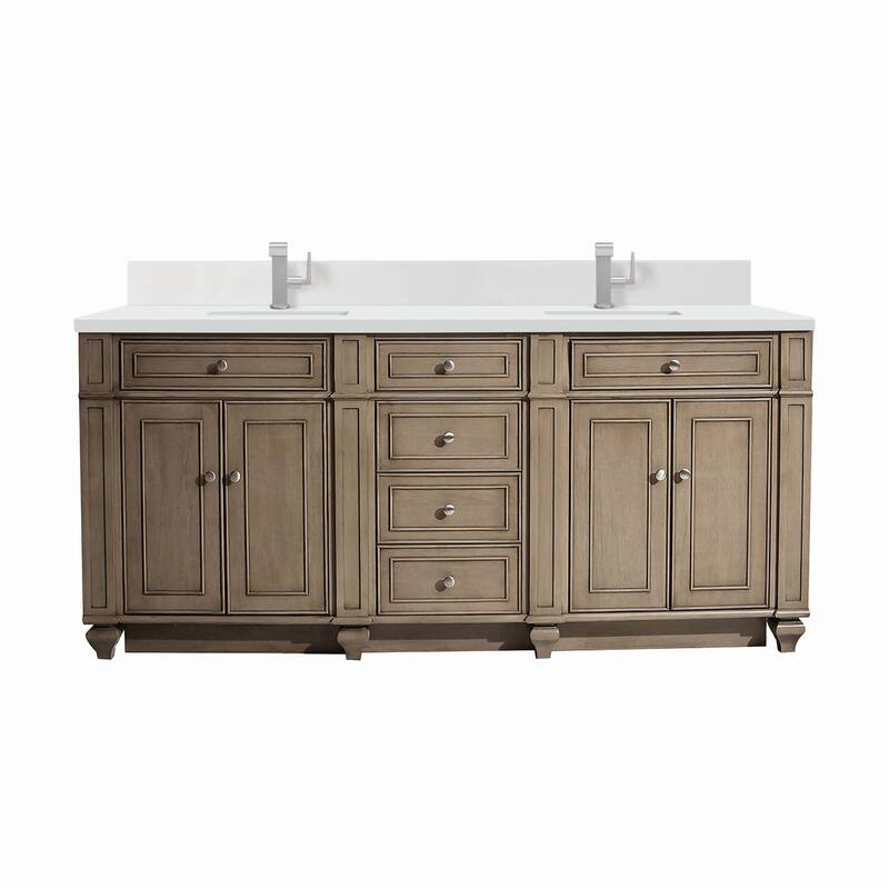 James Martin Vanities 157-V72-1WZ Bristol 72" Double Basin Walnut Wood - Whitewashed Walnut