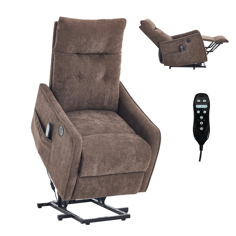 Single Motor Power Lift Recliner with USB Port and 155 Degree Recline