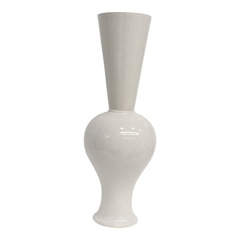Artistic Sculptural Pedestal Tall Vase for Home Decor - Ivory
