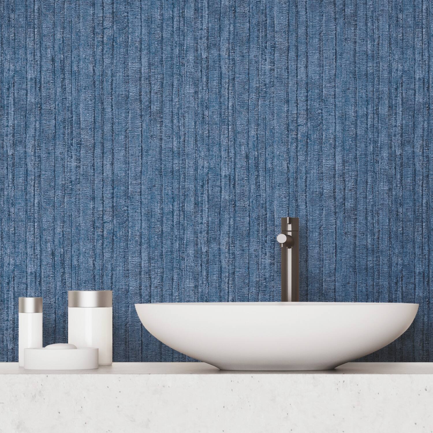 RoomMates Blue & Navy Crackled Stria Texture Peel and Stick Wallpaper