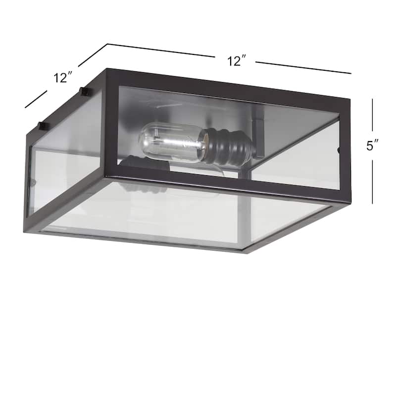 Alma 12" Metal/Glass LED Flush Mount, by JONATHAN Y