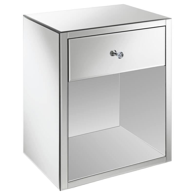 Coquette 1-drawer Mirrored Accent Side Table Silver - Mirror/Glass - Mirror
