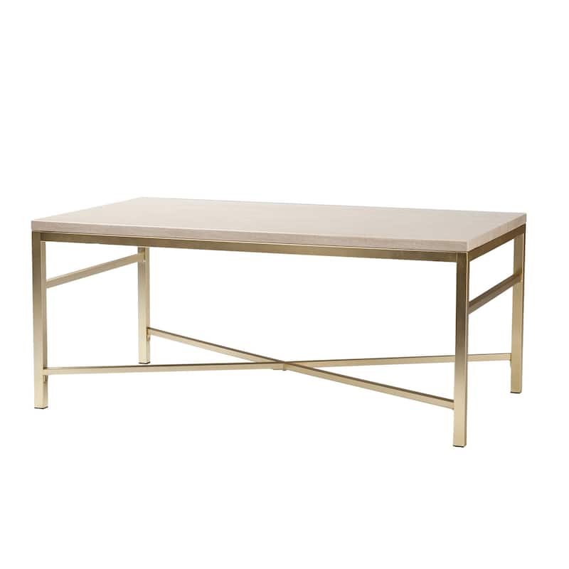 42" Off White Manufactured Wood And Metal Rectangular Coffee Table - 18" H x 42" W x 24" D