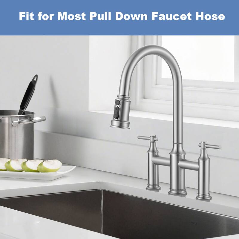 WOWOW Pull Down Kitchen Faucet Spray Head with 9 Adapters Kit
