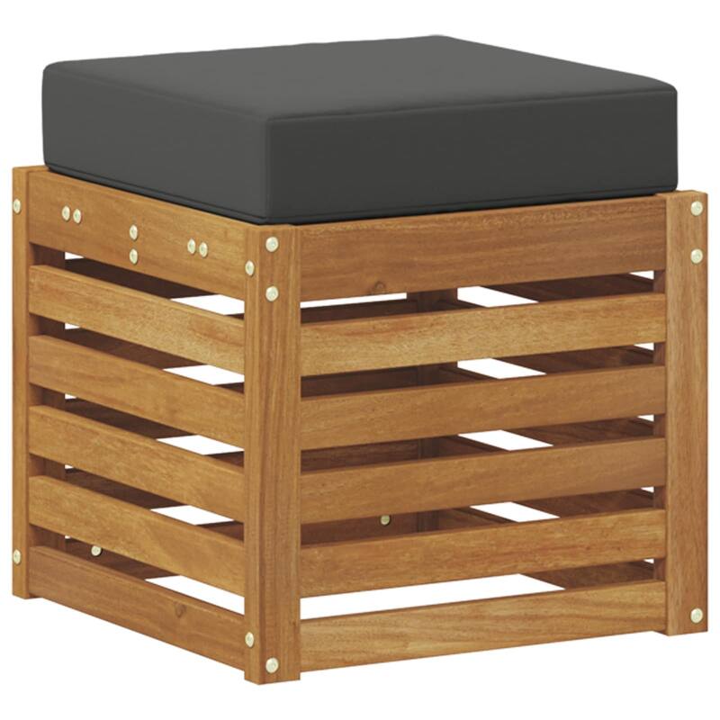 vidaXL Stool Bench Natural and Anthracite 16.93 x 16.93 x 14.57 in