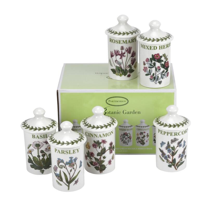 Portmeirion Set of 6 Botanic Garden Assorted Spice Jars - 4.5 inch