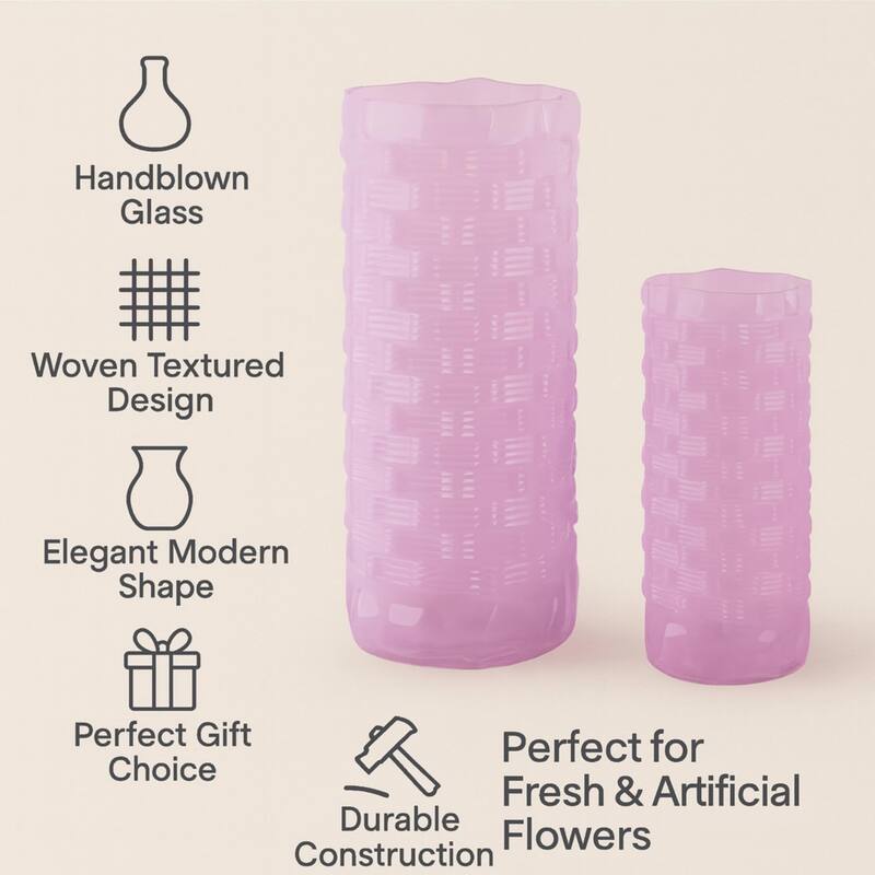 Aria Home Tall Speckled Sandstone Ceramic Oblong Table Vases Set of 2