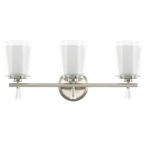 3-Light Vanity Light with Dual Clear and Frosted Shades - 24.13"L x 10.43"W x 7.09"H