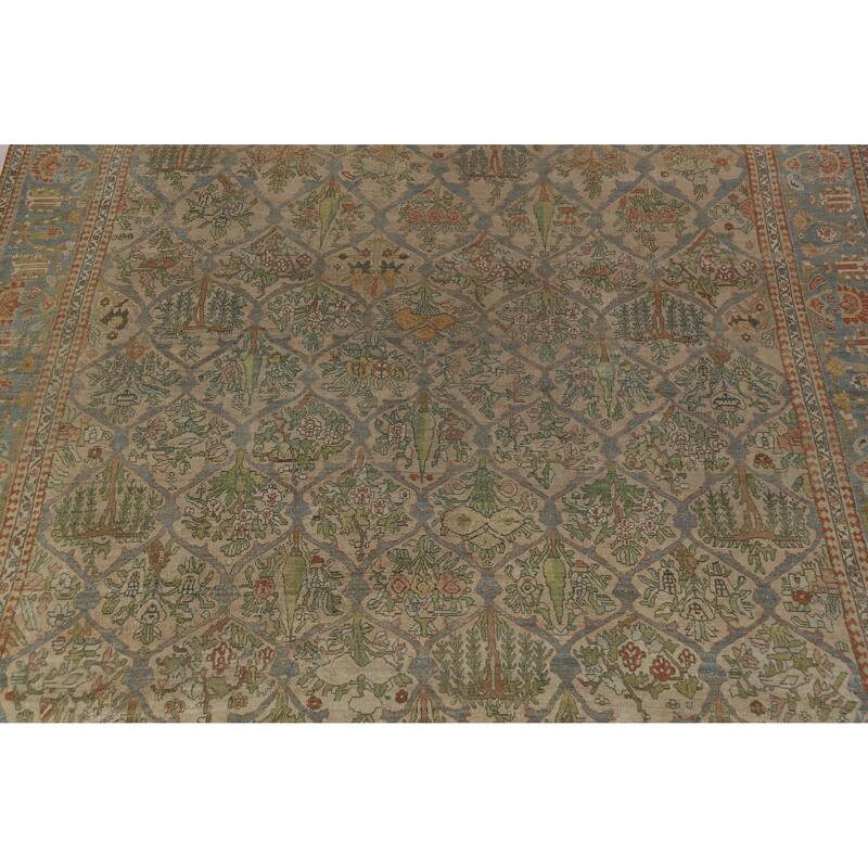 Hand Knotted Oriental 100% Wool Carpet Traditional All-Over Brown Bakhtiari Area Rug - 16' 2'' X 12' 2''