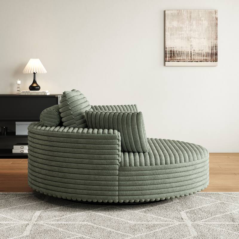 GDFStudio - Lavelle Corduroy 360 Degree Swivel Chair Fluffy Modern Sleeper