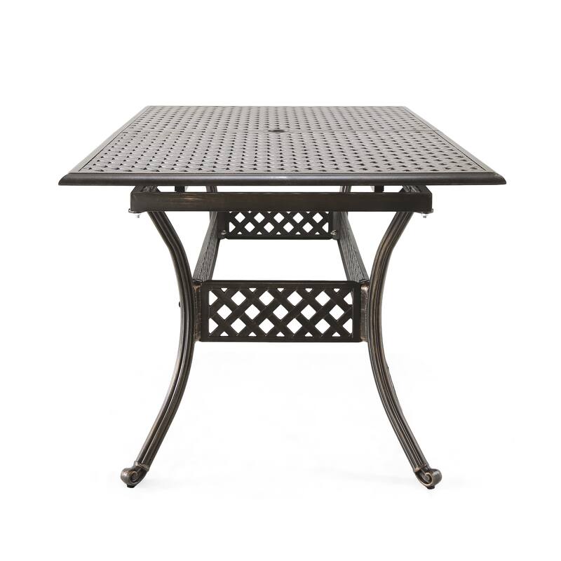 Christopher Knight Home - Austin 7-Piece Outdoor Cast Aluminum Dining Set with Rectangular Table and Swivel Chairs