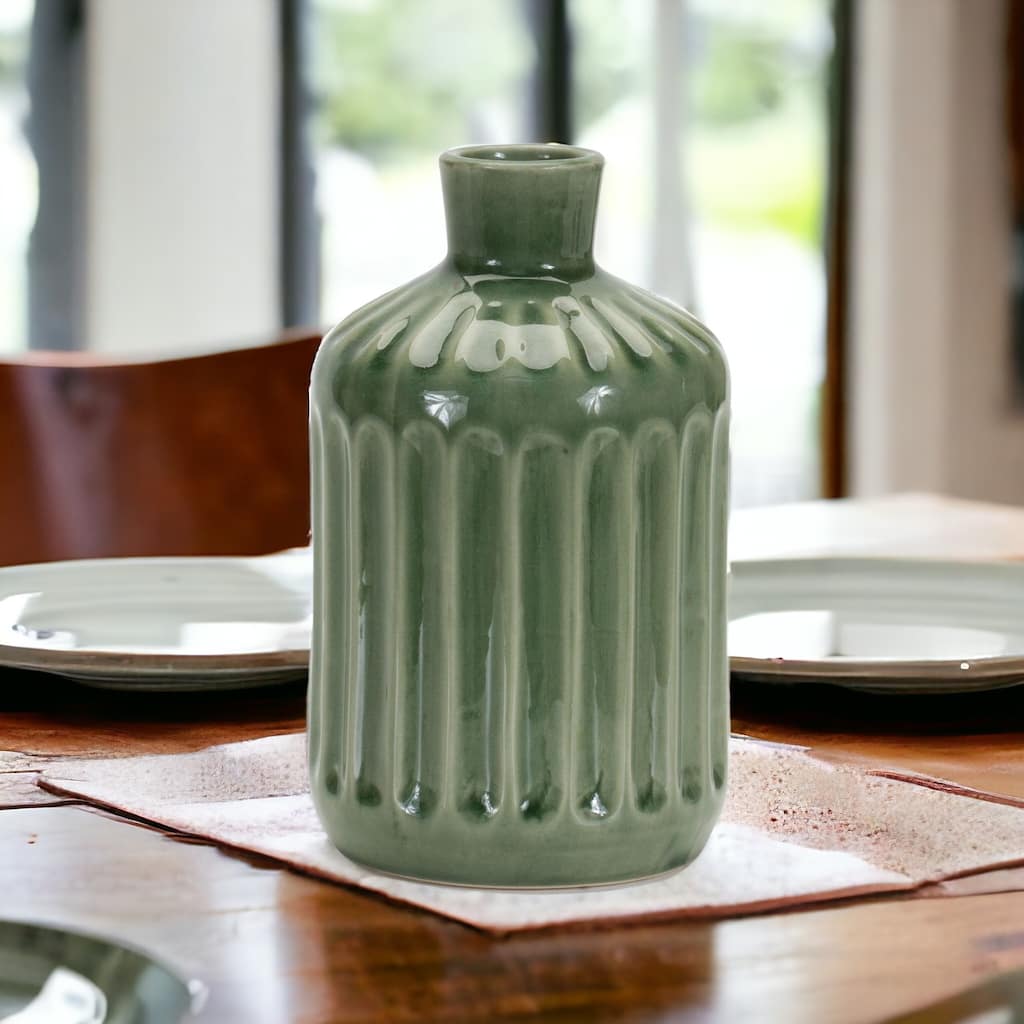 Decorative Green Terracotta Vase for Flowers or Display