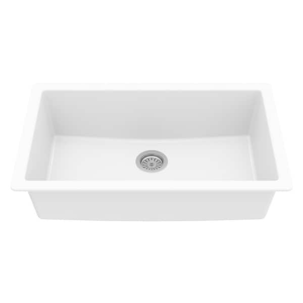 slide 2 of 17, Karran Undermount 32.5 in. Large Single Bowl Quartz Kitchen Sink White