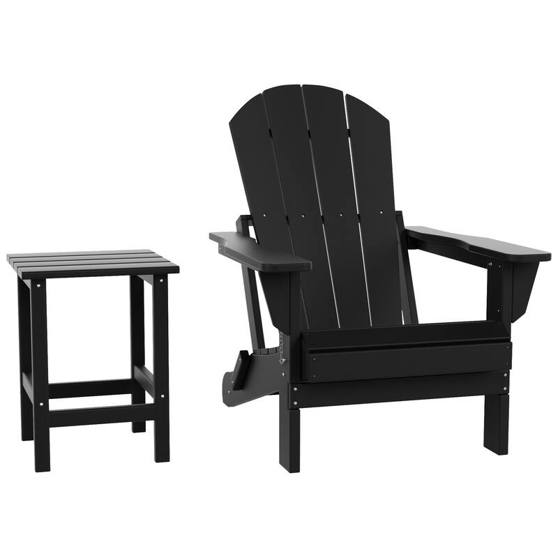 POLYTRENDS Laguna All Weather Poly Outdoor Patio Adirondack Chair - with Round Side Table (2-Piece)