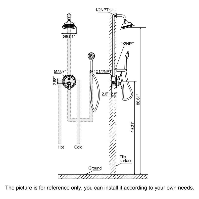 Bathroom Concealed Two Handles Two-Function Shower Set With Rough In Valve