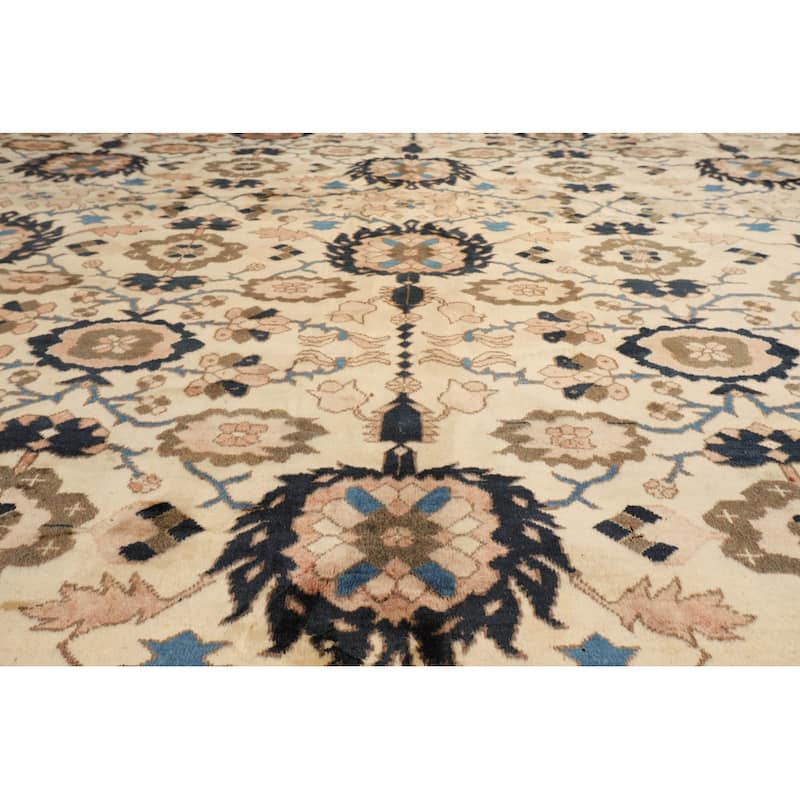 Hand Knotted Mahal Ivory 100% Wool Traditional Oriental Area Rug - 13' 3'' x 16' 9''