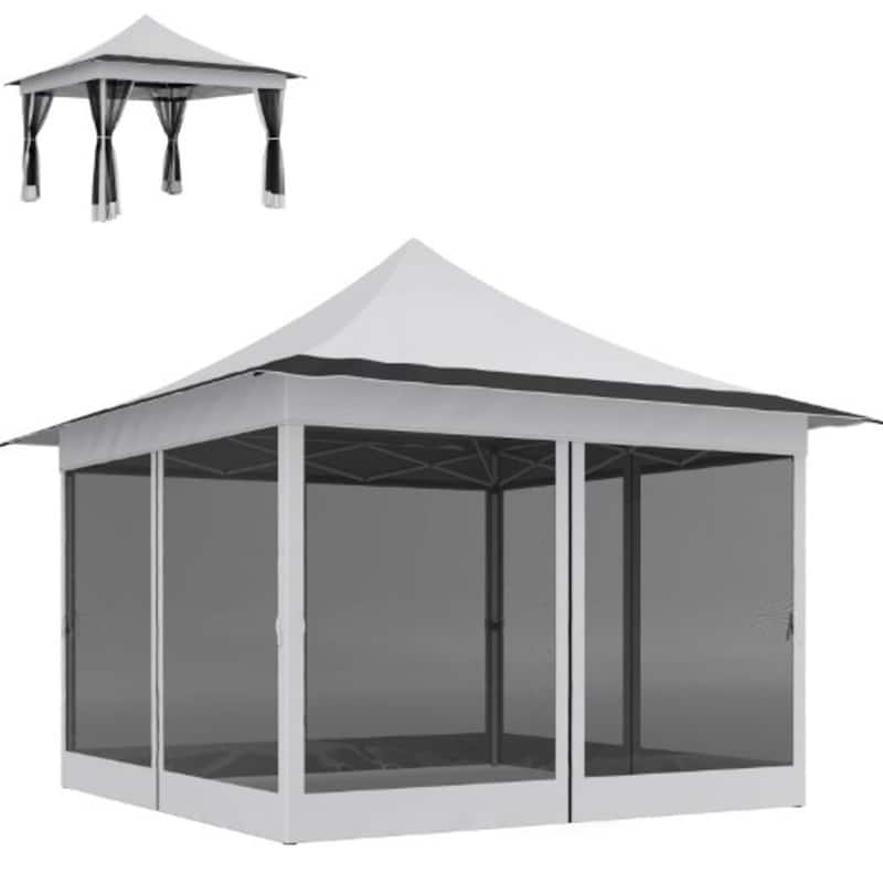 GDFStudio Outdoor Liora Quick Pop-Up Gazebo with Mesh Screens and Adjustable Height