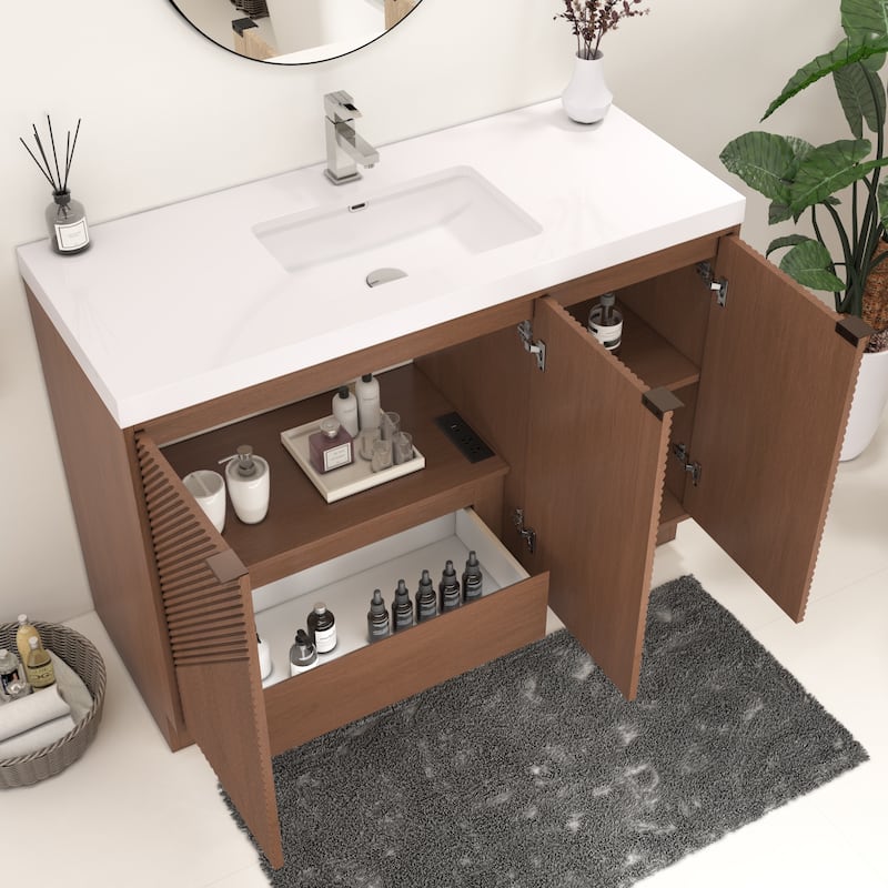 Milano 48" Freestanding Bathroom Vanity with White Acrylic Sink