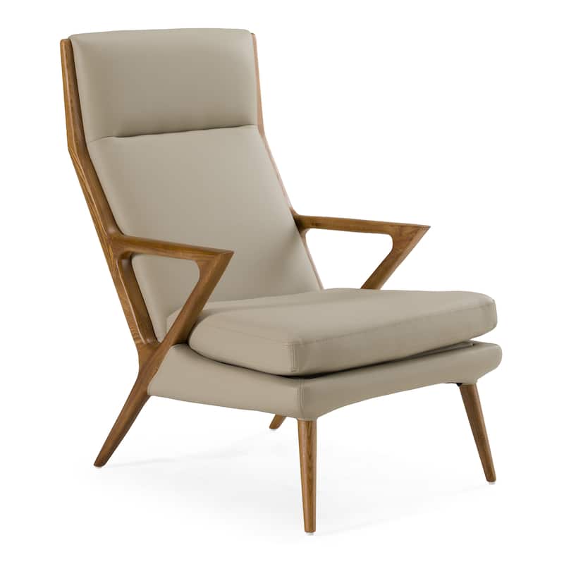 Modrest Fulton Modern Beige Lounge Chair & Ottoman