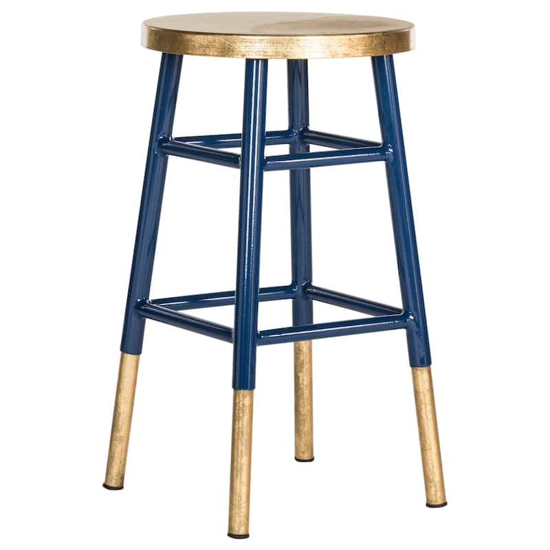 SAFAVIEH Celine 24-inch Navy/ Gold Counter Stool - 13.5" x 13.5" x 24" - 14Wx14Dx24H