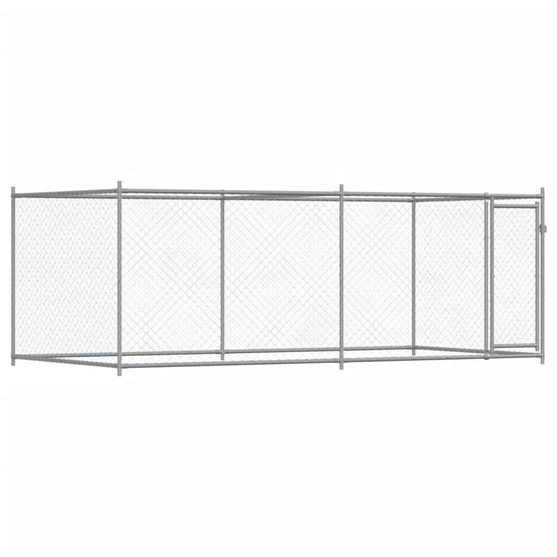 vidaXL Dog Cage Grey Galvanized Steel Durable Dog Cage