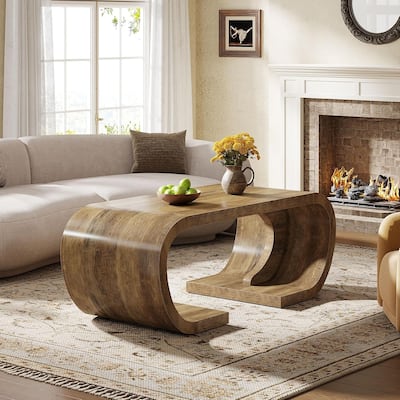 47" Farmhouse Coffee Table, Center Table with Curved Base