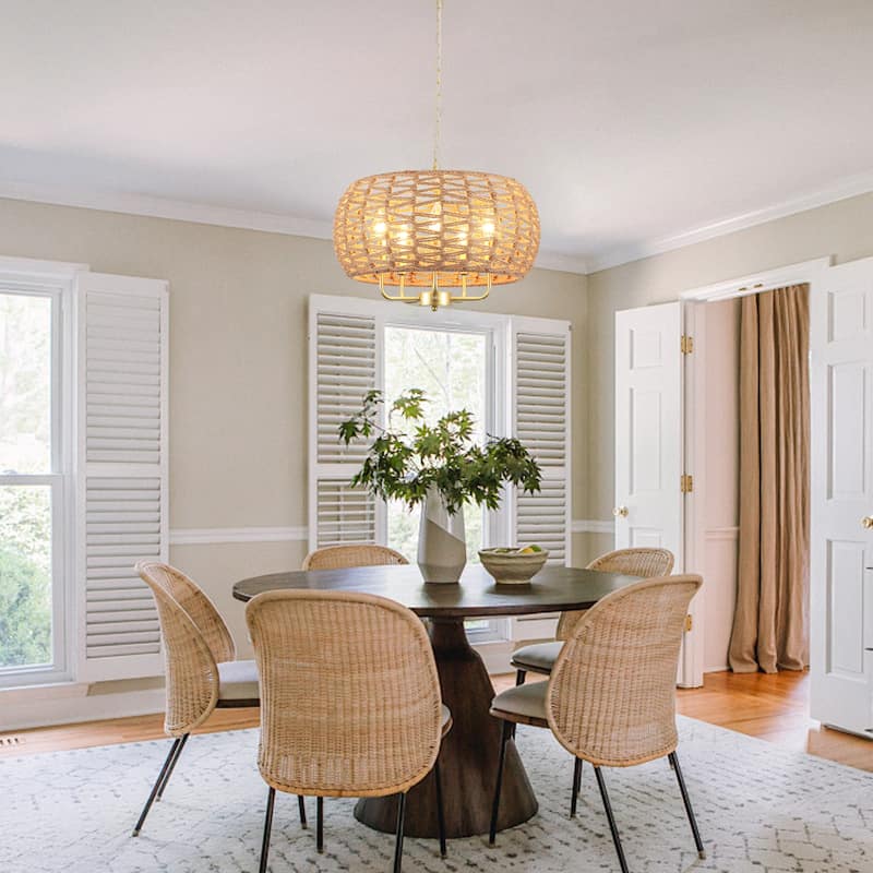 5-Light Rustic Candlestick Hanging Island Chandelier Lighting for Dining Room