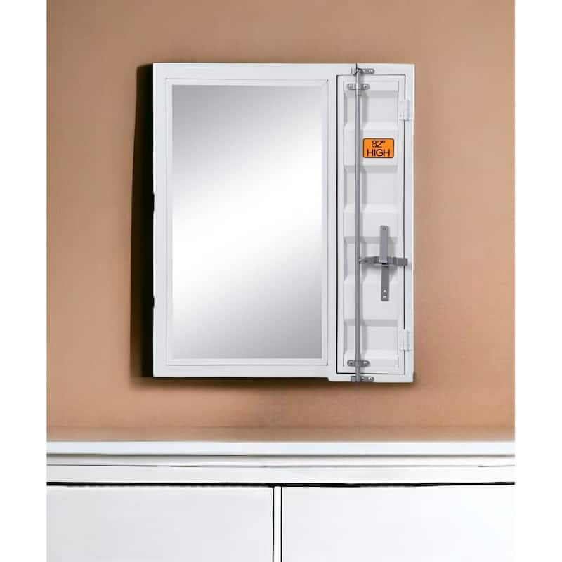 HomeRoots 32" White Metal Framed Mounted Dresser Mirror - 26' X '32' X '4 - 26' X '32' X '4 - White