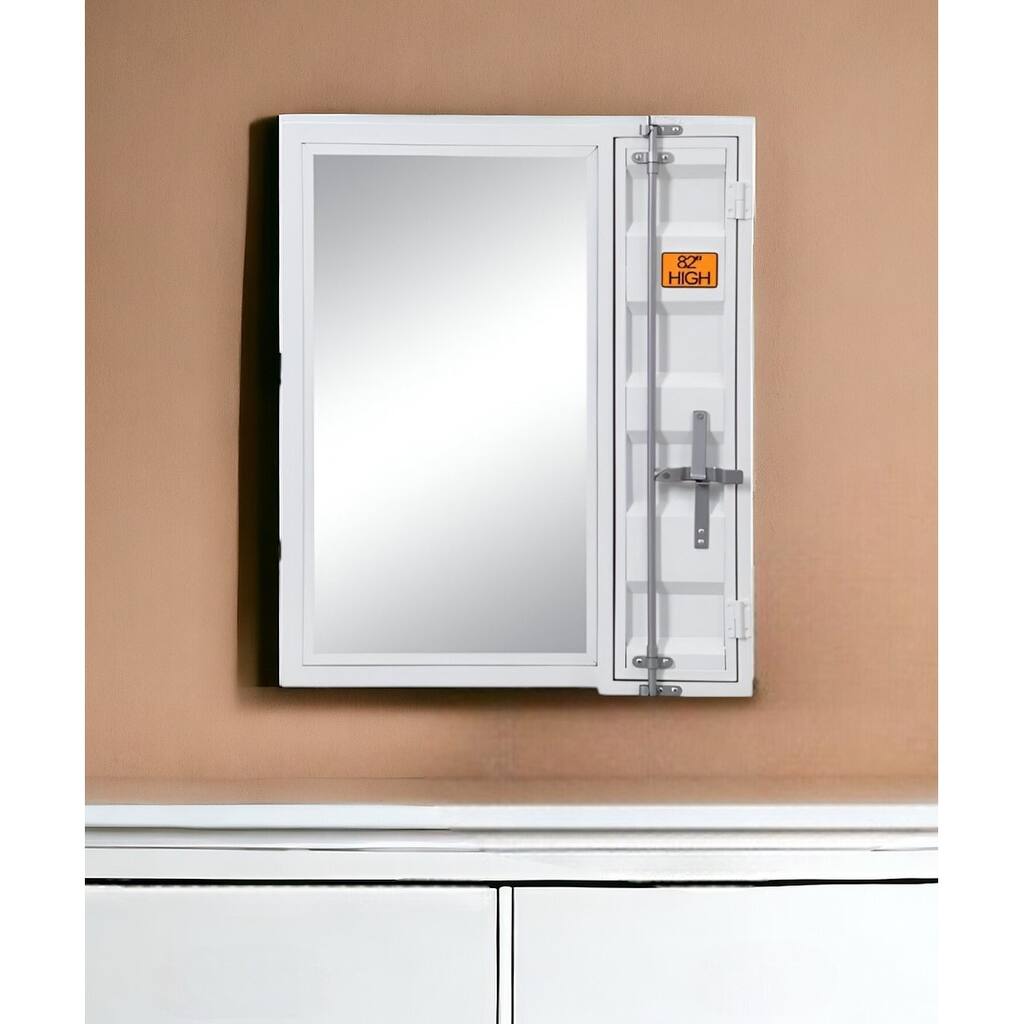 HomeRoots 32" White Metal Framed Mounted Dresser Mirror - 26' X '32' X '4