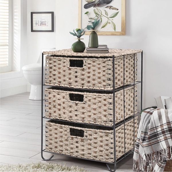 Costway Drawer Storage Unit 3 Rattan Wicker Baskets Bin Chest Tower Rack Organizer Shelf As Costway Drawer Storage Unit 3 Rattan Wicker Baskets Bin Chest Tower Rack Organizer Shelf As