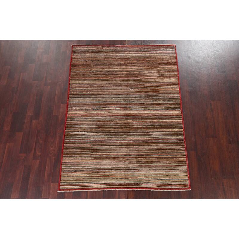 Striped Modern Gabbeh Kashkoli Oriental Area Rug Handmade Wool Carpet - 4'9" x 6'6"