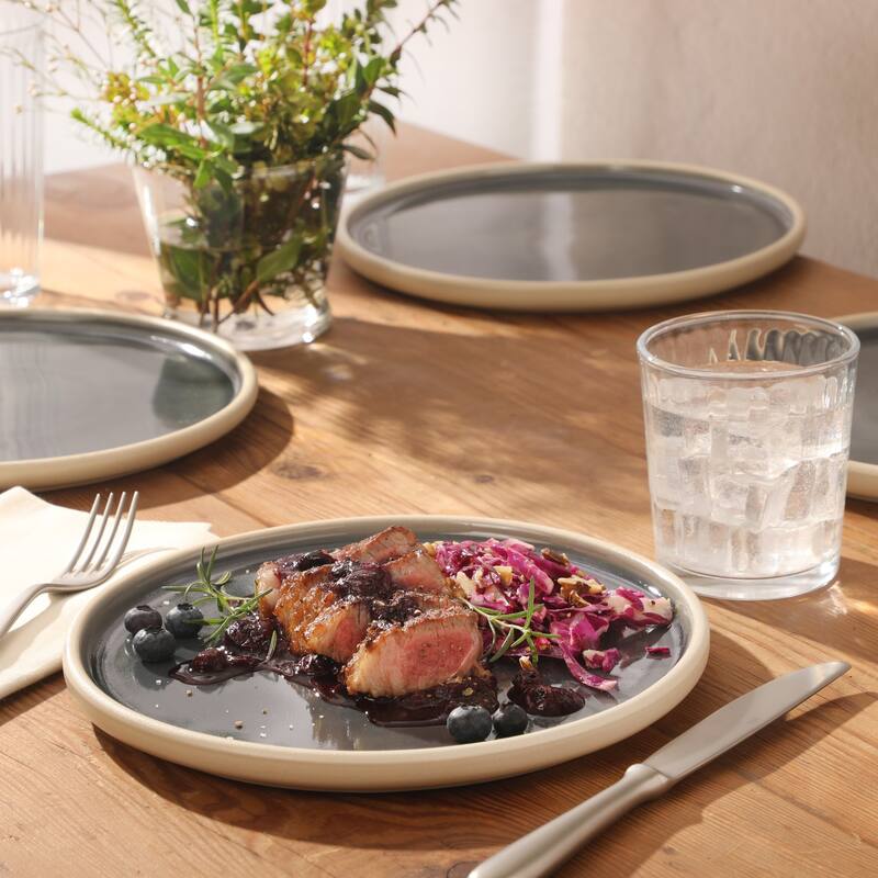 Gibson Elite - Made in Portugal - Port Gaia 10.2 Inch Dinner Plates Set of 4 - Reactive Glaze Dish Set