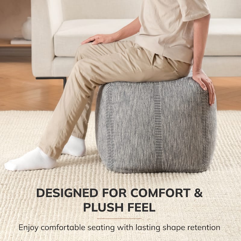Jani 20-inch Ottoman Pouf - Handcrafted Handmade Ottoman for Seating, Footrest, Home Decor for Living Room, Bedroom