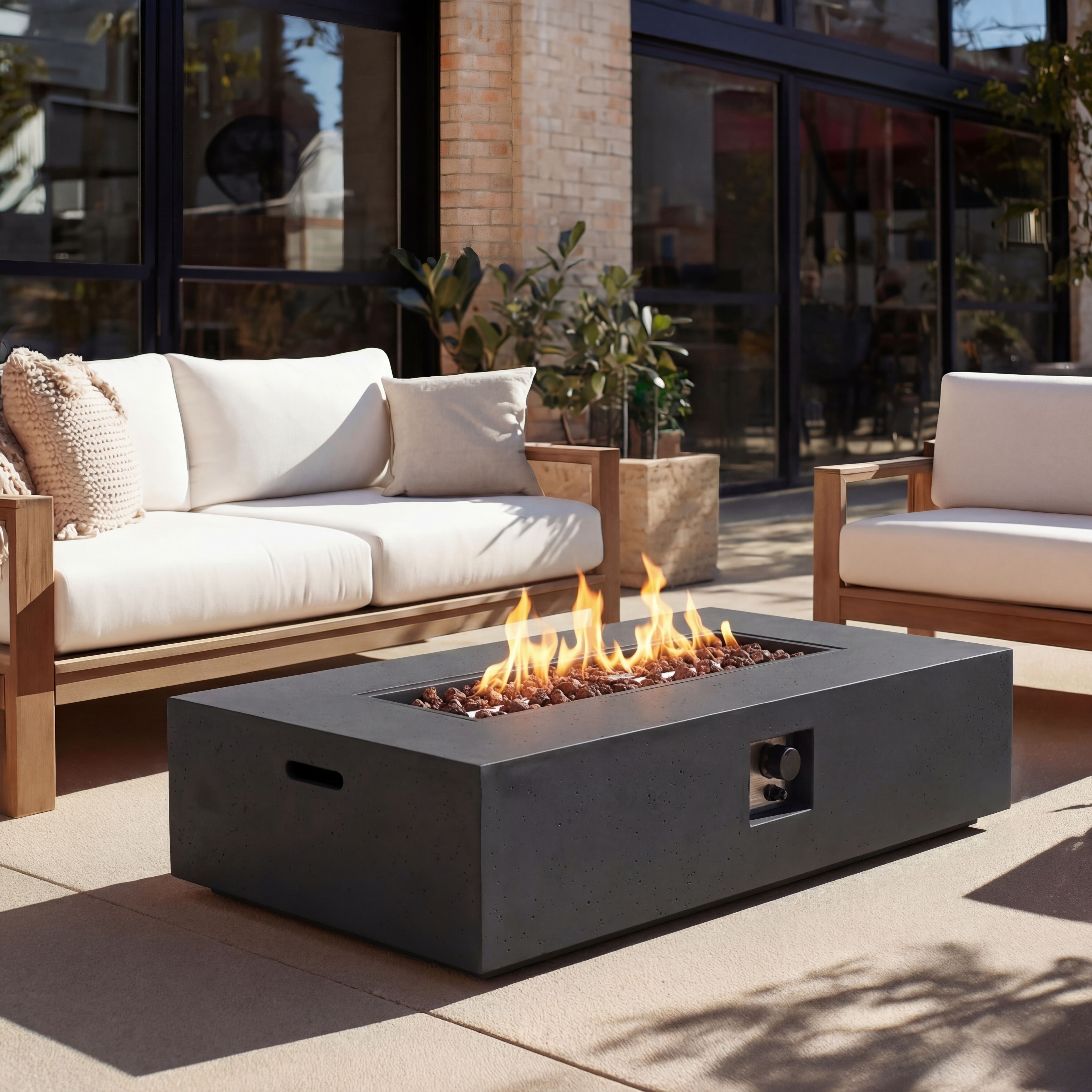 Christopher Knight Home Aidan Outdoor 50,000 BTU Rectangular Fire Pit (Tank Holder Not Included)