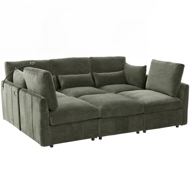 Modern Sectional Sofa Modular Sofa 85.4" U-shaped Sofa Couch Sofa Bed L-shaped Sofa with a Movable Ottoman