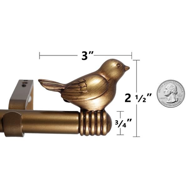 dimension image slide 5 of 11, Cute Bird Finial Adjustable Decorative Designer Curtain Rod
