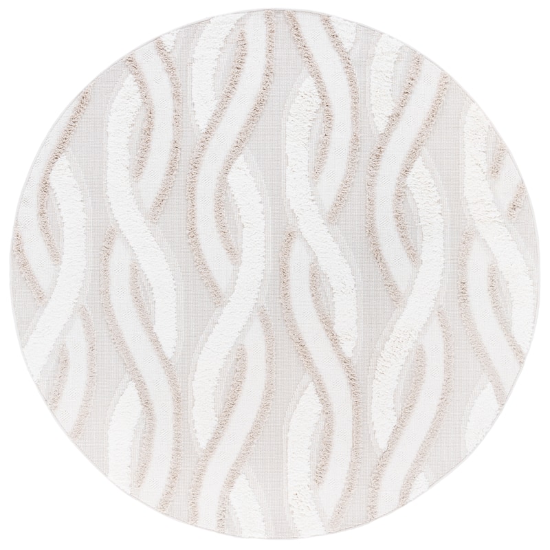 SAFAVIEH Trends Bera Scandinavian Geometric Rug - 6'7" Round - Beige/Ivory