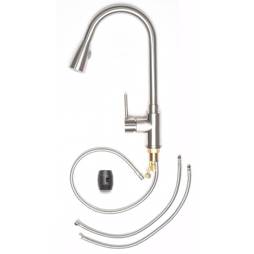 Shop Zenvida Modern Single Handle High Arc Pull Down Lead Free Kitchen Faucet On Sale Overstock 19471461