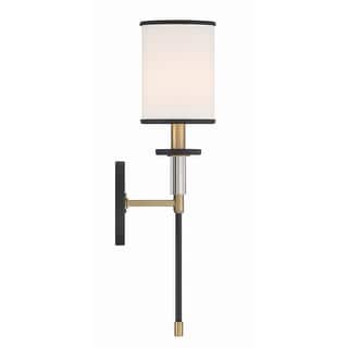 Hatfield 1 Light Black Forged & Vibrant Gold Wall Mount - 5"W x 18.5"H x 6"D